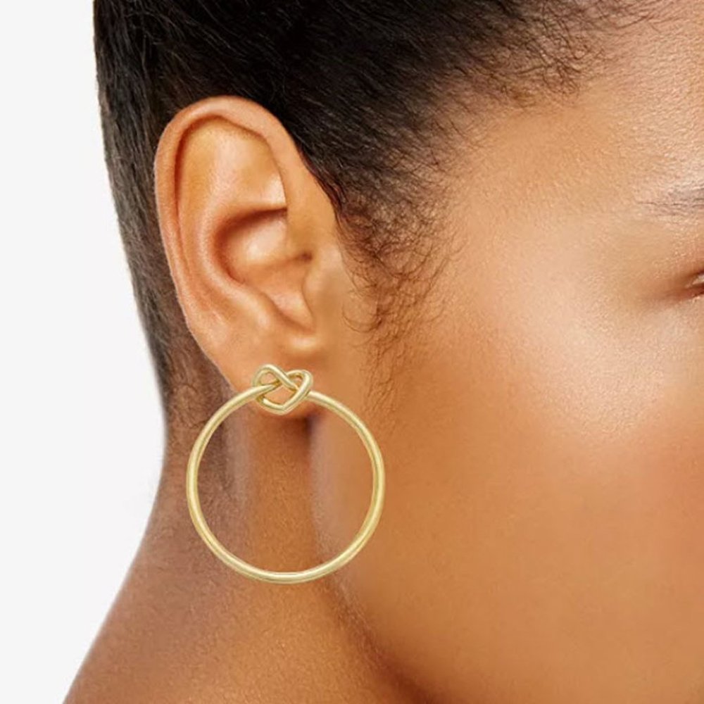 kate spade Loves Me Knot Gold Hoop Earrings - Picture 2 of 6